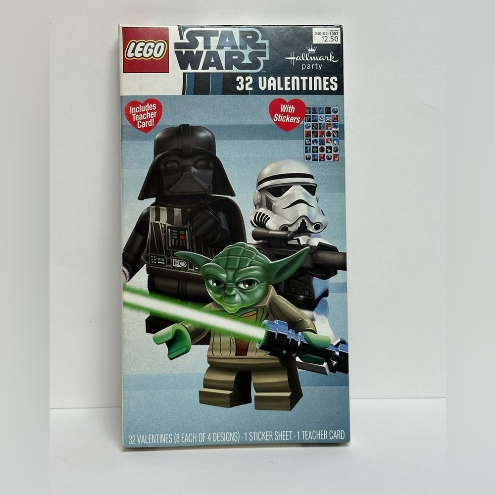 Lego Star Wars Valentine's Day Cards 1 Box of 32 & Party Stickers 1 Teacher Card